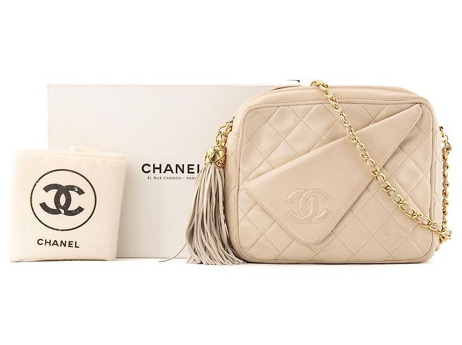 Camera CHANEL - Vintage Beiger Leder Kamera Schultertasche - Ansicht 11