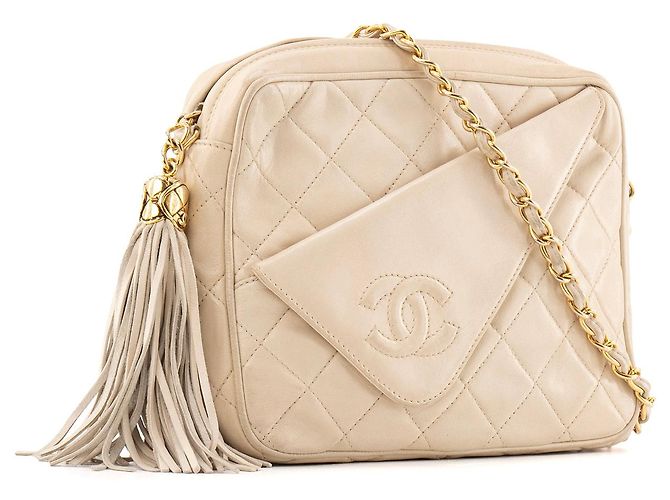 Camera CHANEL - Vintage Beiger Leder Kamera Schultertasche - Ansicht 2