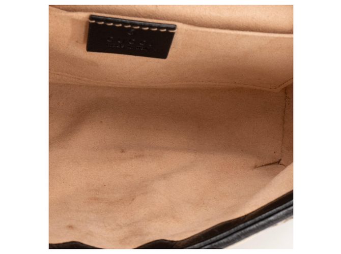 GUCCI - Borsa a spalla Marmont piccola in tela e pelle nera Marrone - vista 7