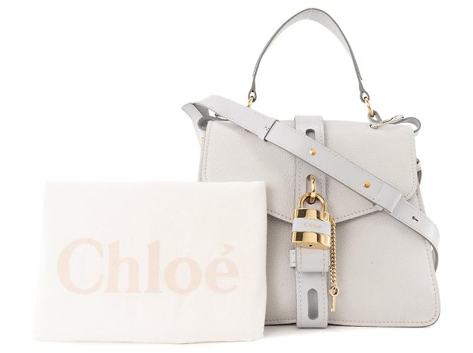CHLOÉ - Borsa a Spalla Aby Chloé in Pelle Grigia Chiara Grigio - vista 14