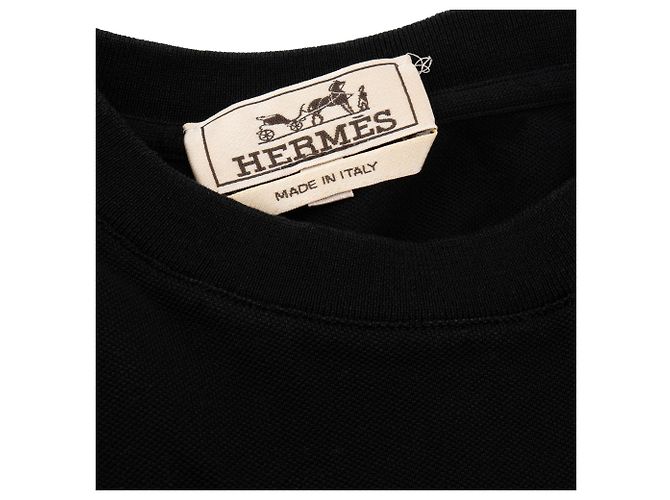 HERMÈS - Camiseta bordada H Hermès em algodão preto (M) - vista 3