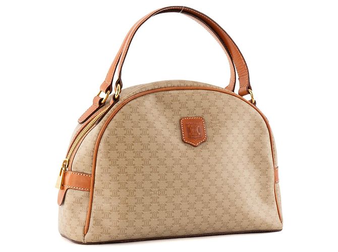 Céline CELINE - Bowling Tasche Macadam Celine aus vintage azurblauem Canvas Braun - Ansicht 2