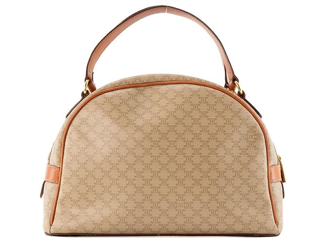 Céline CELINE - Bowling Tasche Macadam Celine aus vintage azurblauem Canvas Braun - Ansicht 3