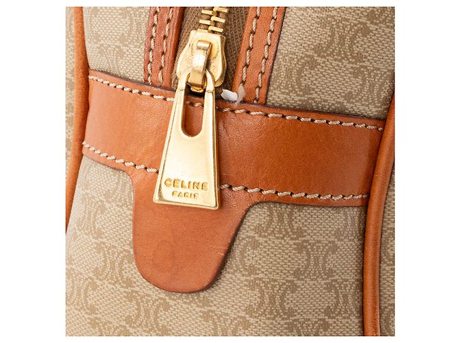 Céline CELINE - Bowling Tasche Macadam Celine aus vintage azurblauem Canvas Braun - Ansicht 7