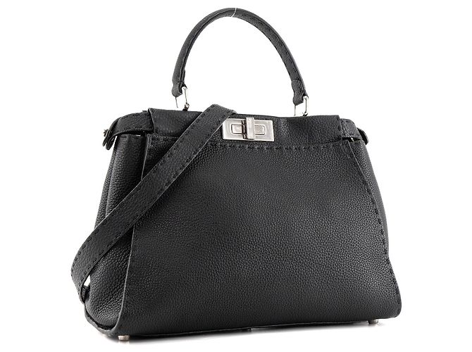 FENDI - Borsa Peekaboo Fendi in pelle martellata nera Nero - vista 2
