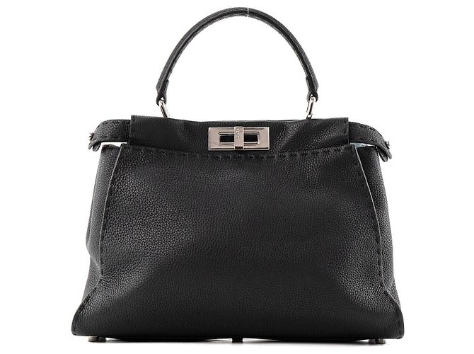 FENDI - Borsa Peekaboo Fendi in pelle martellata nera Nero - vista 3
