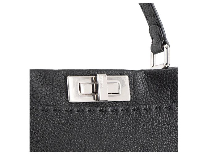 FENDI - Borsa Peekaboo Fendi in pelle martellata nera Nero - vista 5