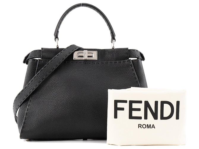 FENDI - Borsa Peekaboo Fendi in pelle martellata nera Nero - vista 9