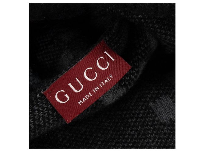 GUCCI - Berretto GG Gucci in lana grigia e nera (M) Grigio - vista 3