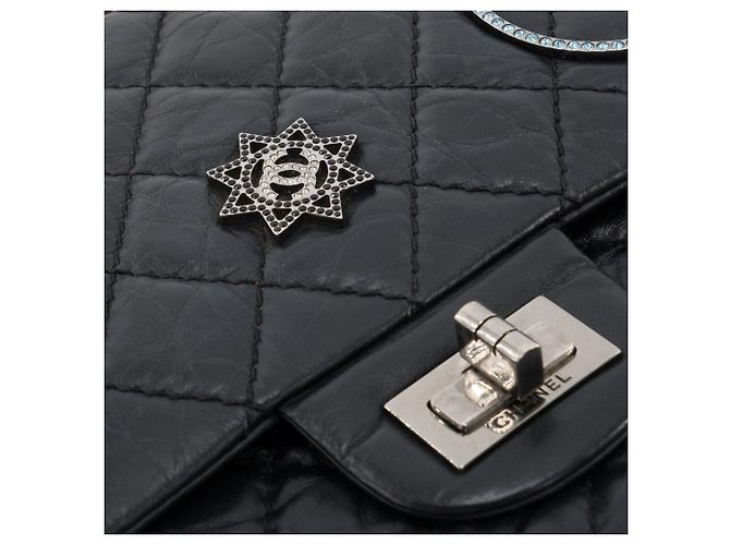 CHANEL - Borsa a Spalla 2.55 Space Charms in Pelle Nera Pieghettata Nero - vista 6