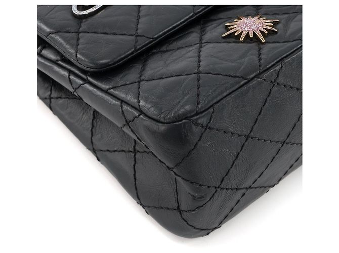 CHANEL - Borsa a Spalla 2.55 Space Charms in Pelle Nera Pieghettata Nero - vista 7