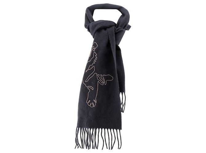 HERMÈS - Sciarpa Tigre Reale Hermès in cashmere blu navy - vista 2
