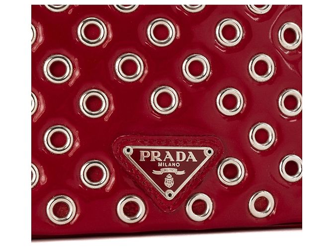 PRADA - Borsa a tracolla Prada in pelle verniciata rossa e occhielli argentati Rosso - vista 5