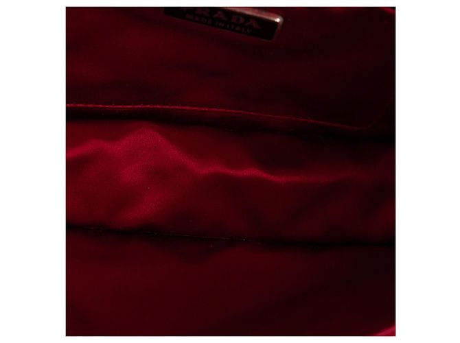PRADA - Borsa a tracolla Prada in pelle verniciata rossa e occhielli argentati Rosso - vista 7