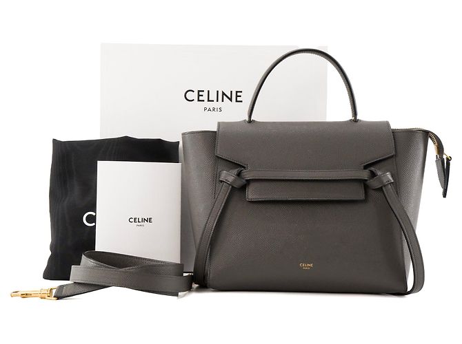 Céline CELINE - Borsa a tracolla Belt Micro Celine in pelle grigia martellata Grigio - vista 11