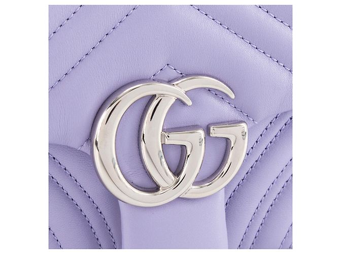 GUCCI - Borsa a Spalla GG Marmont Piccola in Pelle Liscia Lilla - vista 4