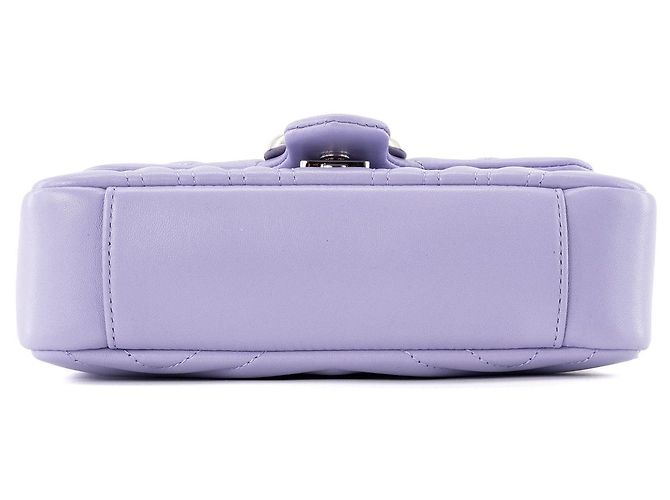 GUCCI - Borsa a Spalla GG Marmont Piccola in Pelle Liscia Lilla - vista 5