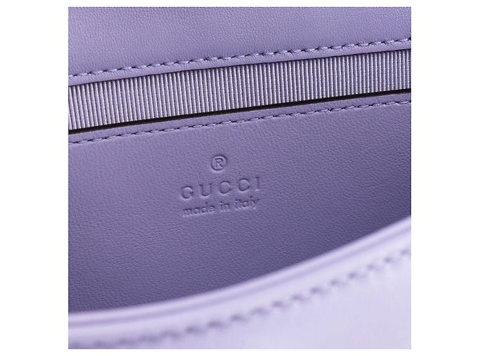 GUCCI - Borsa a Spalla GG Marmont Piccola in Pelle Liscia Lilla - vista 6