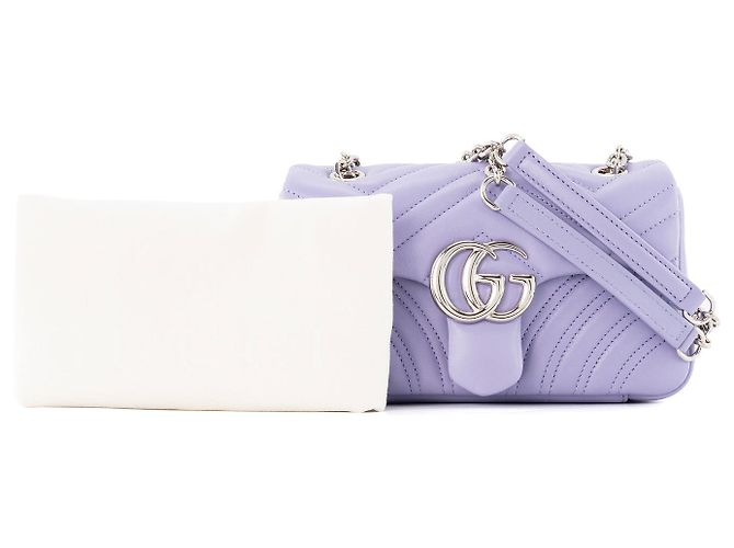 GUCCI - Borsa a Spalla GG Marmont Piccola in Pelle Liscia Lilla - vista 8