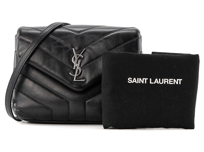 SAINT LAURENT - Borsa a tracolla Loulou Toy Saint Laurent in pelle liscia nera - vista 9