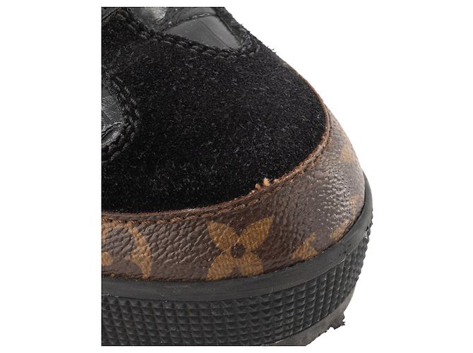 LOUIS VUITTON - Stivaletti Lauréate Louis Vuitton in tela monogrammata e pelle nera (T38) Marrone - vista 4