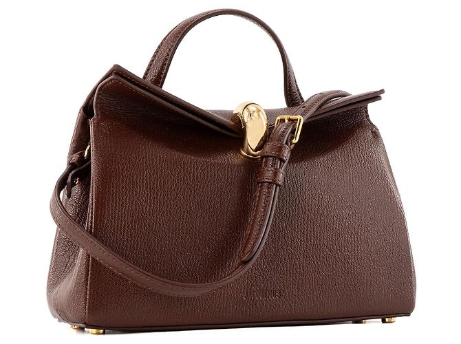 JACQUEMUS - Borsa a tracolla Le petit Valérie Jacquemus in pelle martellata marrone - vista 2