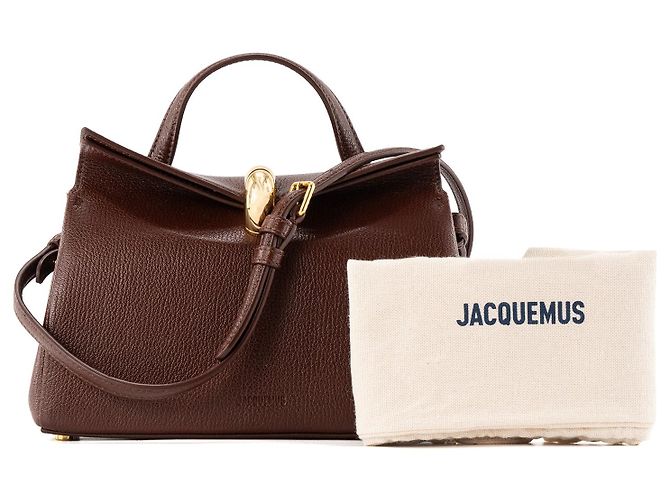 JACQUEMUS - Borsa a tracolla Le petit Valérie Jacquemus in pelle martellata marrone - vista 9