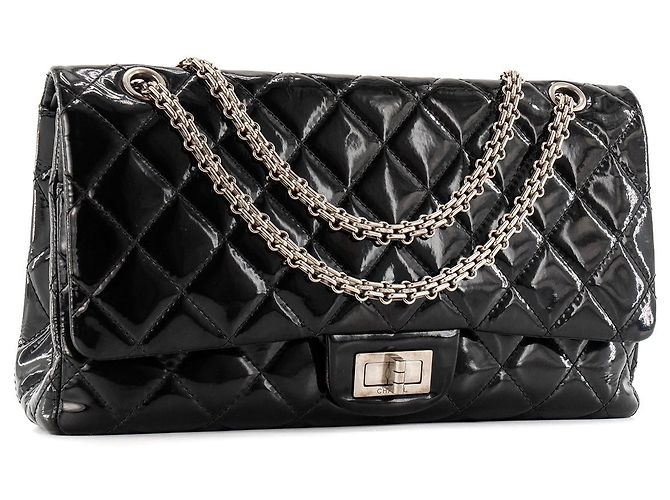 CHANEL - Borsa a tracolla 2.55 large Chanel in pelle vernice nera Nero - vista 2