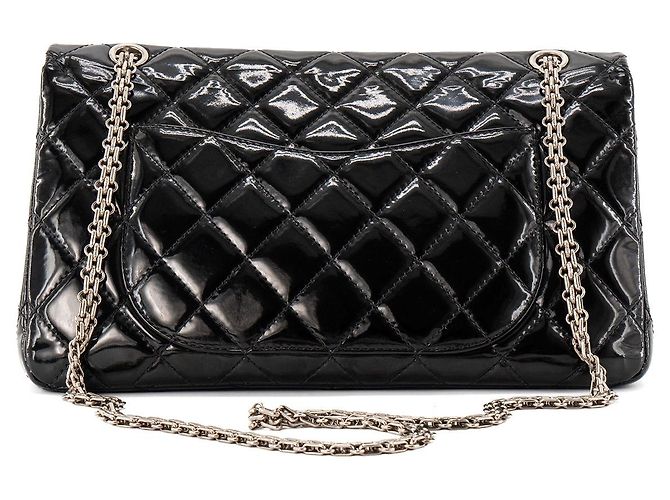 CHANEL - Borsa a tracolla 2.55 large Chanel in pelle vernice nera Nero - vista 3