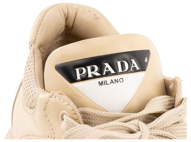 PRADA - Sneakers Centaurus in pelle e tela beige (Taglia 39.5) - vista 4