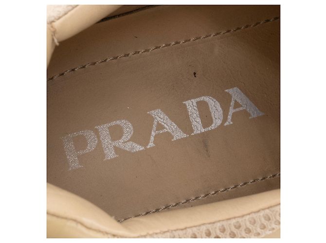 PRADA - Sneakers Centaurus in pelle e tela beige (Taglia 39.5) - vista 9