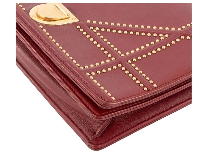 DIOR - Bolsa de Ombro Diorama em Couro Bordô com Estrelas Douradas Bordeaux - vista 6