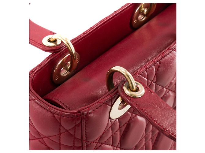 DIOR - Borsa a Spalla Lady Dior Piccola in Pelle Rossa Liscia Rosso - vista 11