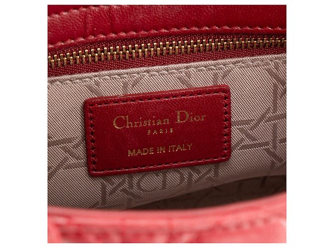 DIOR - Borsa a Spalla Lady Dior Piccola in Pelle Rossa Liscia Rosso - vista 14