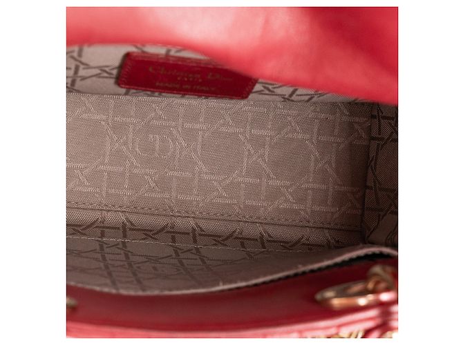 DIOR - Borsa a Spalla Lady Dior Piccola in Pelle Rossa Liscia Rosso - vista 15