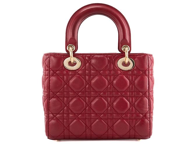 DIOR - Borsa a Spalla Lady Dior Piccola in Pelle Rossa Liscia Rosso - vista 3