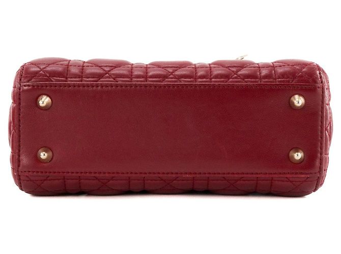 DIOR - Borsa a Spalla Lady Dior Piccola in Pelle Rossa Liscia Rosso - vista 4