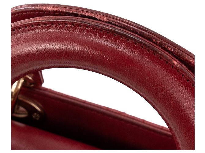 DIOR - Borsa a Spalla Lady Dior Piccola in Pelle Rossa Liscia Rosso - vista 6