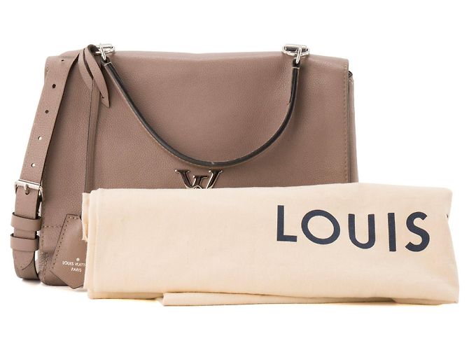 LOUIS VUITTON - Borsa a Spalla Lockme II Louis Vuitton in pelle grigia granulata Beige - vista 11