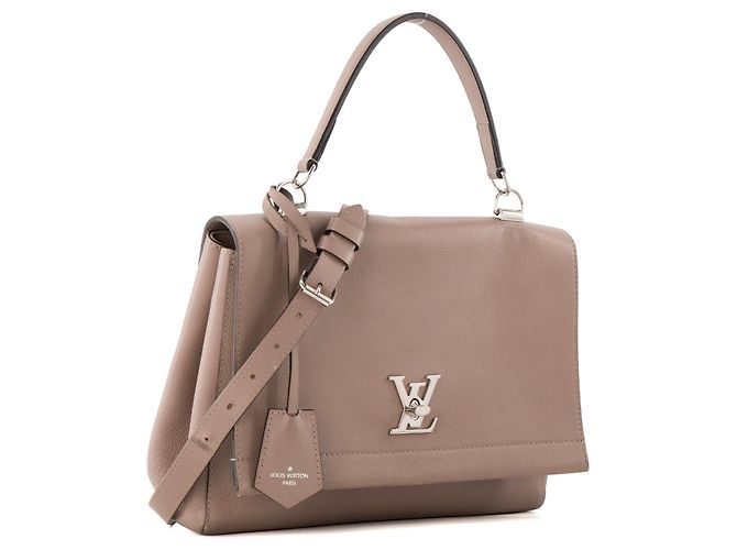 LOUIS VUITTON - Borsa a Spalla Lockme II Louis Vuitton in pelle grigia granulata Beige - vista 2