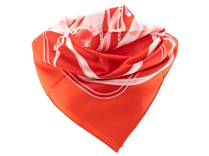 HERMÈS - Carré 90 Please Check In Hermès em seda multicolorida Vermelho - vista 2