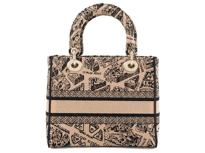 DIOR - Lady D-Lite Plan de Paris Dior Schultertasche aus braunem Canvas Limited Edition - Ansicht 3