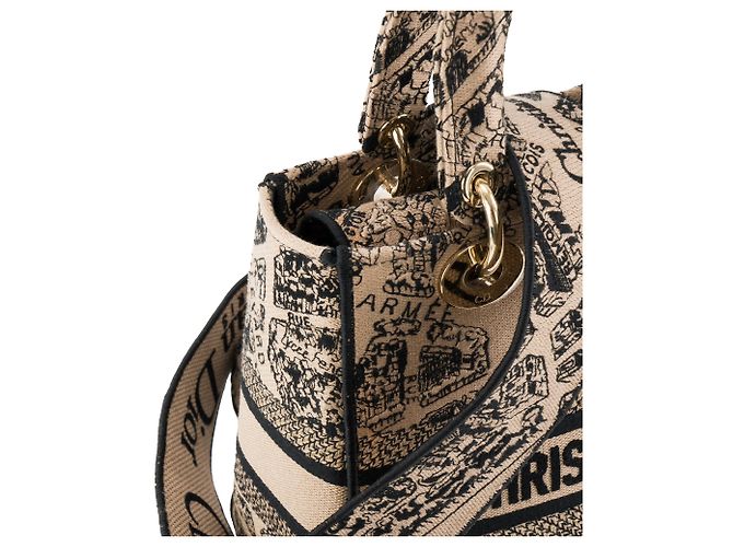 DIOR - Lady D-Lite Plan de Paris Dior Schultertasche aus braunem Canvas Limited Edition - Ansicht 5