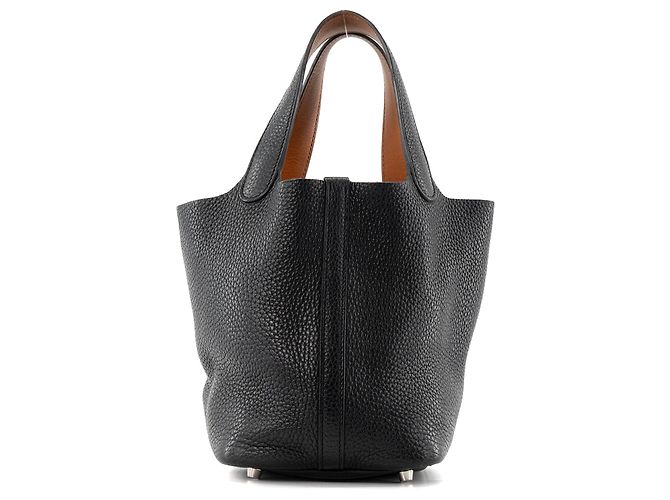 HERMÈS - Borsa Picotin 18 in Pelle Clemence Nera Nero - vista 3