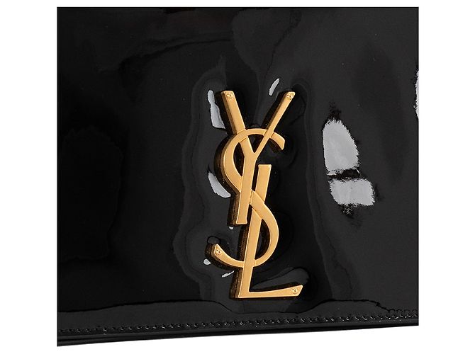 SAINT LAURENT - Borsa a Spalla Kate Saint Laurent in Pelle Verniciata Nera Nero - vista 5