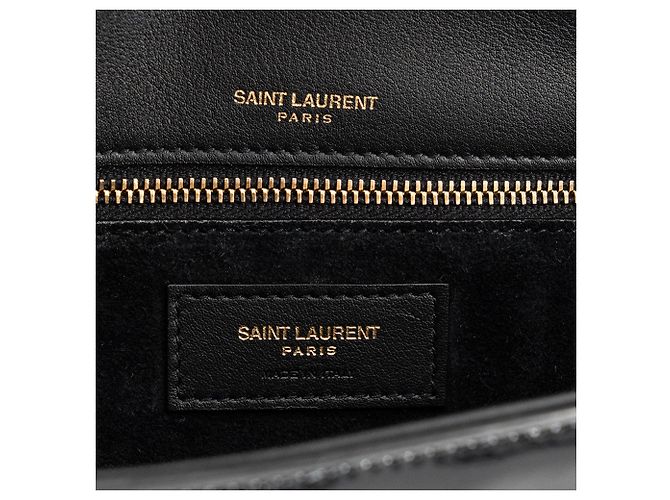 SAINT LAURENT - Borsa a Spalla Kate Saint Laurent in Pelle Verniciata Nera Nero - vista 7