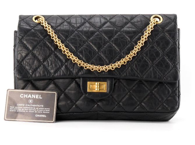 CHANEL - Borsa a tracolla 2.55 Chanel in pelle rugosa nera Nero - vista 10