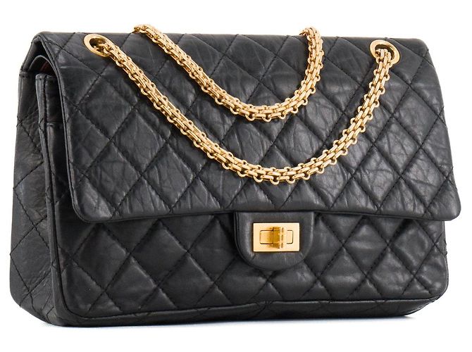CHANEL - Borsa a tracolla 2.55 Chanel in pelle rugosa nera Nero - vista 2
