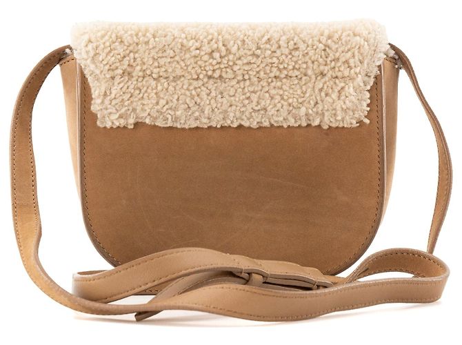 SAINT LAURENT - Borsa a tracolla Kaia Saint Laurent in shearling e camoscio marrone - vista 3