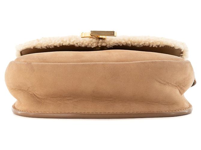 SAINT LAURENT - Borsa a tracolla Kaia Saint Laurent in shearling e camoscio marrone - vista 4